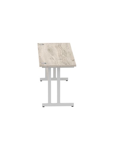 Dynamic Impulse 1800 x 600mm Straight Office Desk Grey Oak Top Silver Cantilever Leg I003079