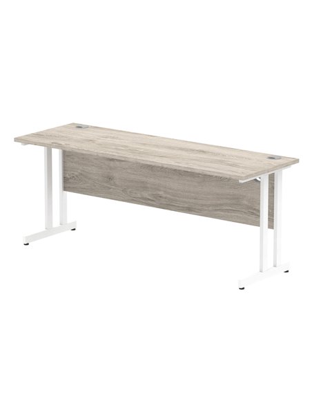 Dynamic Impulse 1800 x 600mm Straight Office Desk Grey Oak Top White Cantilever Leg I003080 - pic 75681 | FastDaddyshop