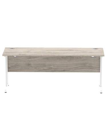 Dynamic Impulse 1800 x 600mm Straight Office Desk Grey Oak Top White Cantilever Leg I003080