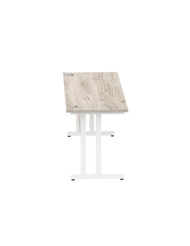 Dynamic Impulse 1800 x 600mm Straight Office Desk Grey Oak Top White Cantilever Leg I003080