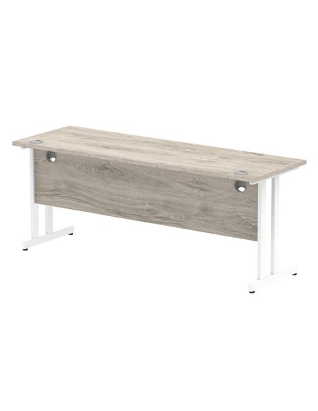 Dynamic Impulse 1800 x 600mm Straight Office Desk Grey Oak Top White Cantilever Leg I003080 - pic 75685 | FastDaddyshop