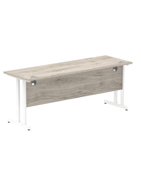 Dynamic Impulse 1800 x 600mm Straight Office Desk Grey Oak Top White Cantilever Leg I003080 - pic 75687 | FastDaddyshop