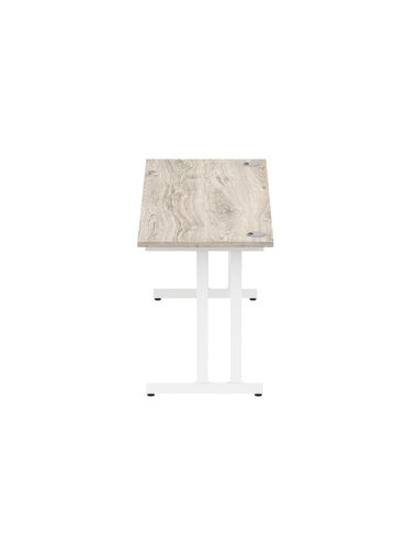 Dynamic Impulse 1800 x 600mm Straight Office Desk Grey Oak Top White Cantilever Leg I003080