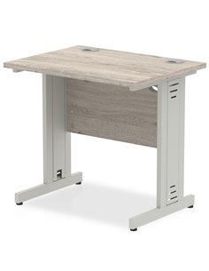 Dynamic Impulse 800 x 600mm Straight Office Desk Grey Oak Top Silver Cable Managed Leg I003093