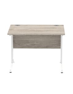 Dynamic Impulse 1000 x 800mm Straight Office Desk Grey Oak Top White Cable Managed Leg I003097 2