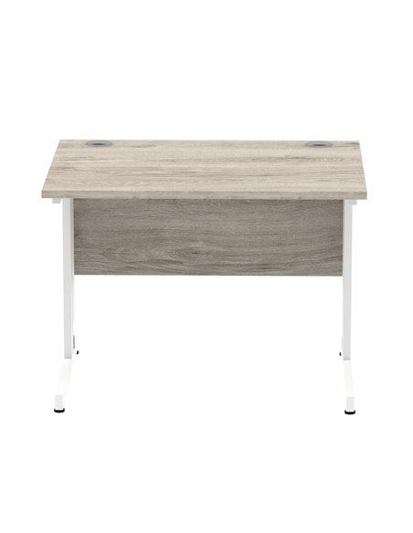 Dynamic Impulse 1000 x 800mm Straight Office Desk Grey Oak Top White Cable Managed Leg I003097 - pic 75706 | FastDaddyshop