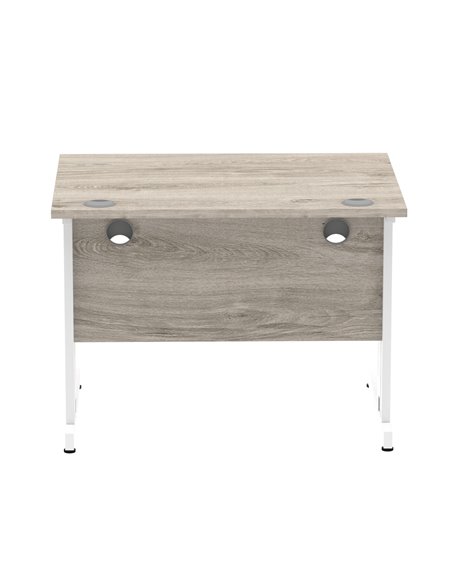 Dynamic Impulse 1000 x 800mm Straight Office Desk Grey Oak Top White Cable Managed Leg I003097 - pic 75710 | FastDaddyshop