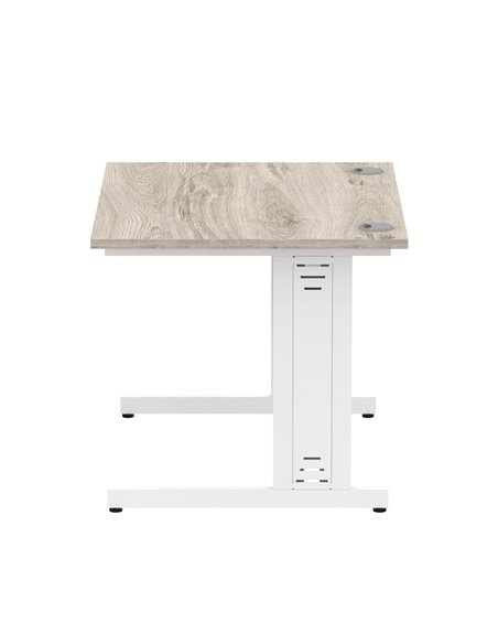 Dynamic Impulse 1000 x 800mm Straight Office Desk Grey Oak Top White Cable Managed Leg I003097 - pic 75712 | FastDaddyshop