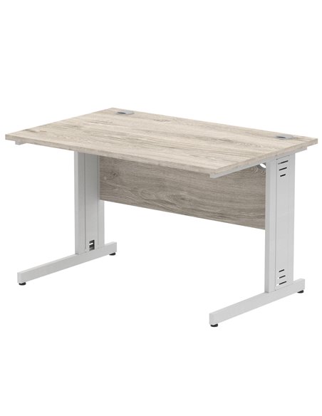 Dynamic Impulse 1200 x 800mm Straight Office Desk Grey Oak Top Silver Cable Managed Leg I003098 - pic 75713 | FastDaddyshop