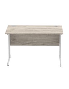 Dynamic Impulse 1200 x 800mm Straight Office Desk Grey Oak Top Silver Cable Managed Leg I003098 2