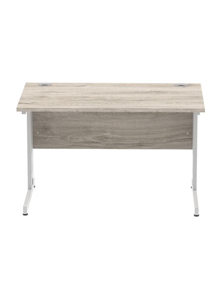 Dynamic Impulse 1200 x 800mm Straight Office Desk Grey Oak Top Silver Cable Managed Leg I003098 - pic 75714 | FastDaddyshop