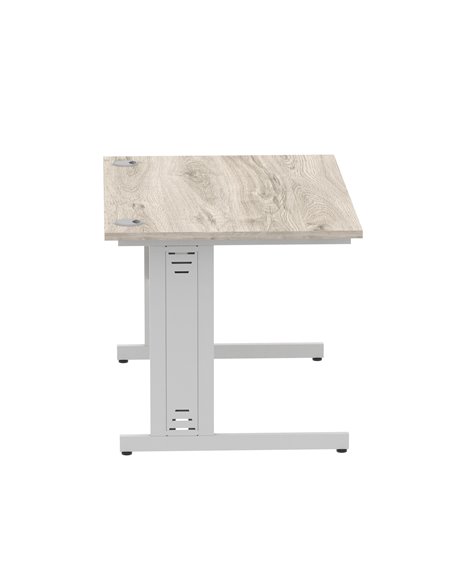 Dynamic Impulse 1200 x 800mm Straight Office Desk Grey Oak Top Silver Cable Managed Leg I003098 - pic 75716 | FastDaddyshop