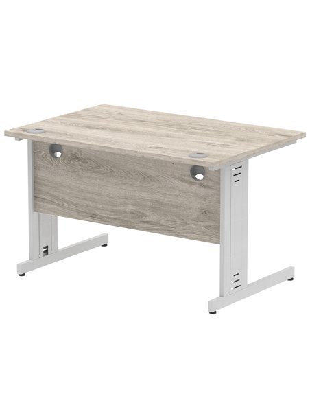 Dynamic Impulse 1200 x 800mm Straight Office Desk Grey Oak Top Silver Cable Managed Leg I003098 - pic 75717 | FastDaddyshop