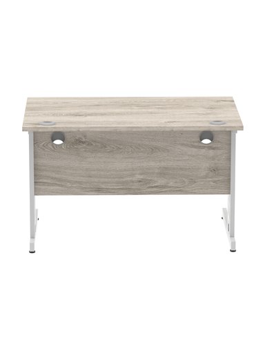 Dynamic Impulse 1200 x 800mm Straight Office Desk Grey Oak Top Silver Cable Managed Leg I003098