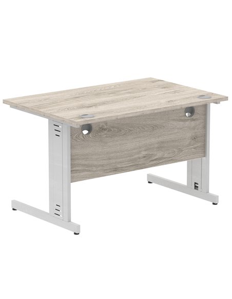Dynamic Impulse 1200 x 800mm Straight Office Desk Grey Oak Top Silver Cable Managed Leg I003098 - pic 75719 | FastDaddyshop
