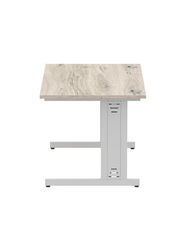 Dynamic Impulse 1200 x 800mm Straight Office Desk Grey Oak Top Silver Cable Managed Leg I003098