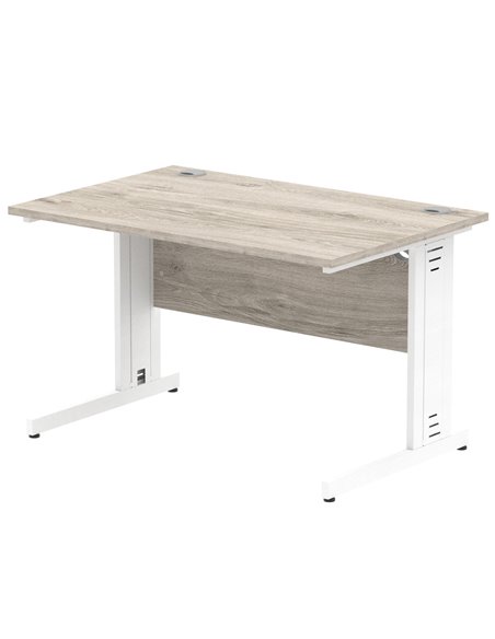 Dynamic Impulse 1200 x 800mm Straight Office Desk Grey Oak Top White Cable Managed Leg I003101 - pic 75723 | FastDaddyshop