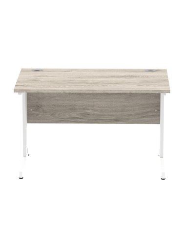Dynamic Impulse 1200 x 800mm Straight Office Desk Grey Oak Top White Cable Managed Leg I003101