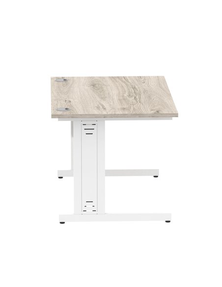 Dynamic Impulse 1200 x 800mm Straight Office Desk Grey Oak Top White Cable Managed Leg I003101 - pic 75726 | FastDaddyshop