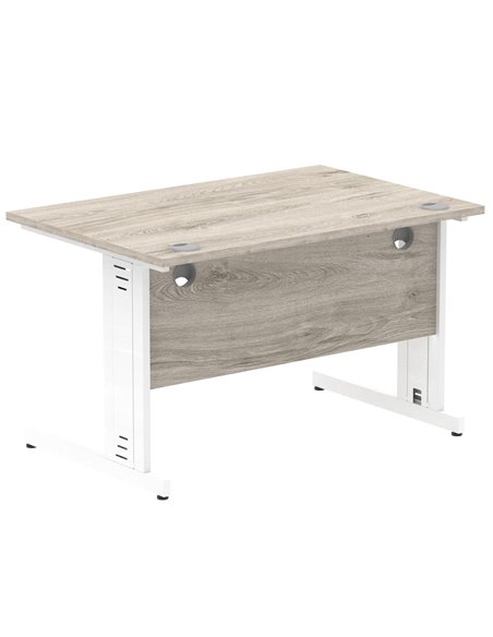 Dynamic Impulse 1200 x 800mm Straight Office Desk Grey Oak Top White Cable Managed Leg I003101 - pic 75729 | FastDaddyshop