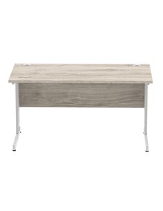 Dynamic Impulse 1400 x 800mm Straight Office Desk Grey Oak Top Silver Cable Managed Leg I003102 2