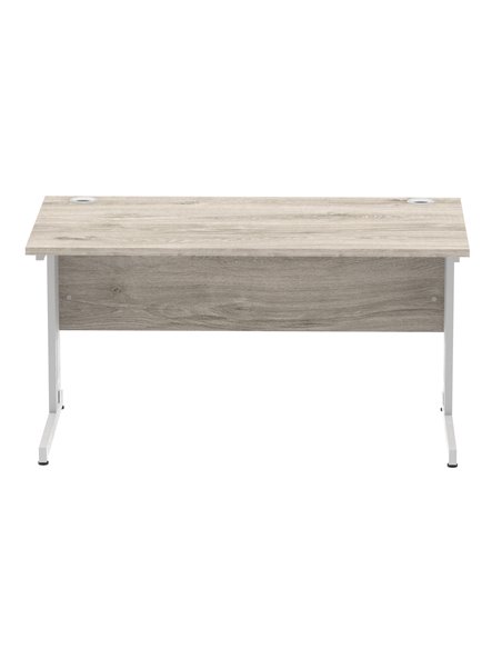 Dynamic Impulse 1400 x 800mm Straight Office Desk Grey Oak Top Silver Cable Managed Leg I003102 - pic 75732 | FastDaddyshop