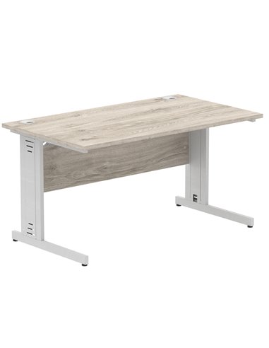 Dynamic Impulse 1400 x 800mm Straight Office Desk Grey Oak Top Silver Cable Managed Leg I003102