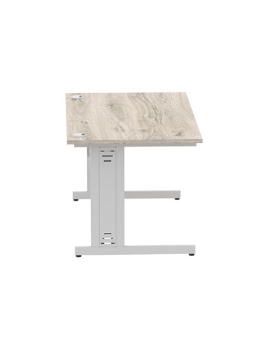 Dynamic Impulse 1400 x 800mm Straight Office Desk Grey Oak Top Silver Cable Managed Leg I003102
