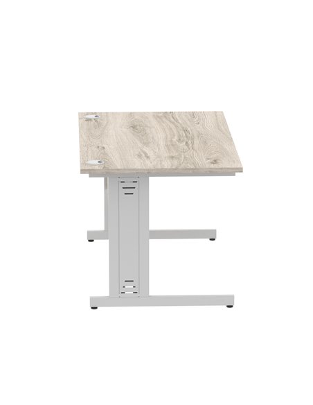 Dynamic Impulse 1400 x 800mm Straight Office Desk Grey Oak Top Silver Cable Managed Leg I003102 - pic 75734 | FastDaddyshop