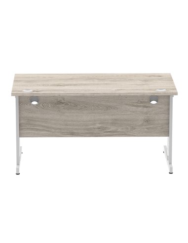 Dynamic Impulse 1400 x 800mm Straight Office Desk Grey Oak Top Silver Cable Managed Leg I003102