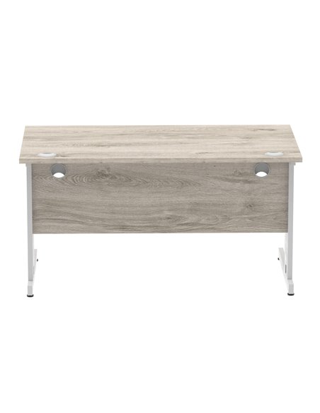 Dynamic Impulse 1400 x 800mm Straight Office Desk Grey Oak Top Silver Cable Managed Leg I003102 - pic 75736 | FastDaddyshop