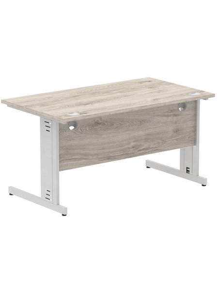 Dynamic Impulse 1400 x 800mm Straight Office Desk Grey Oak Top Silver Cable Managed Leg I003102 - pic 75737 | FastDaddyshop