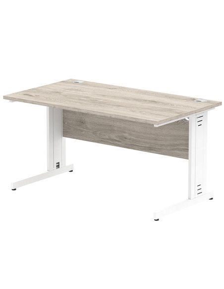 Dynamic Impulse 1400 x 800mm Straight Office Desk Grey Oak Top White Cable Managed Leg I003105 - pic 75741 | FastDaddyshop