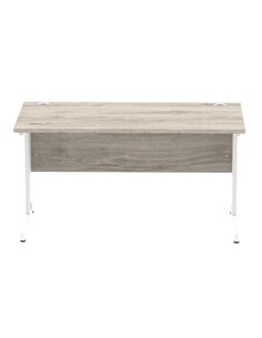 Dynamic Impulse 1400 x 800mm Straight Office Desk Grey Oak Top White Cable Managed Leg I003105 2