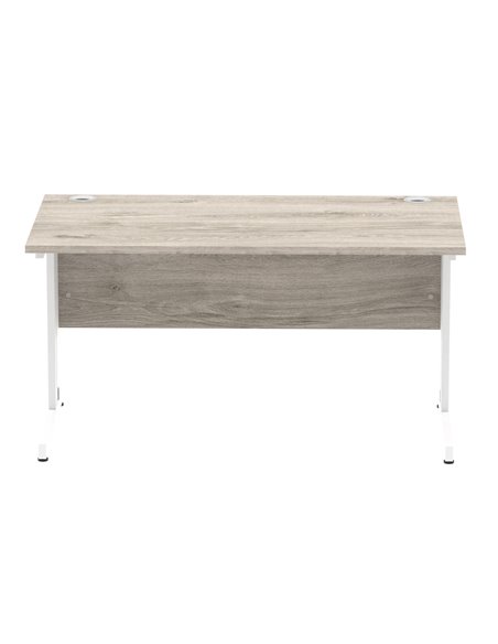 Dynamic Impulse 1400 x 800mm Straight Office Desk Grey Oak Top White Cable Managed Leg I003105 - pic 75742 | FastDaddyshop