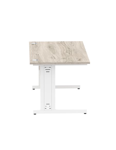 Dynamic Impulse 1400 x 800mm Straight Office Desk Grey Oak Top White Cable Managed Leg I003105 - pic 75744 | FastDaddyshop