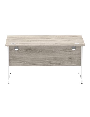 Dynamic Impulse 1400 x 800mm Straight Office Desk Grey Oak Top White Cable Managed Leg I003105