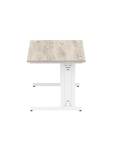 Dynamic Impulse 1400 x 800mm Straight Office Desk Grey Oak Top White Cable Managed Leg I003105