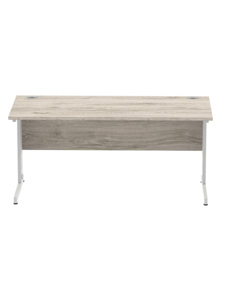 Dynamic Impulse 1600 x 800mm Straight Office Desk Grey Oak Top Silver Cable Managed Leg I003106 - pic 75750 | FastDaddyshop