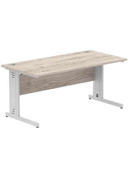 Dynamic Impulse 1600 x 800mm Straight Office Desk Grey Oak Top Silver Cable Managed Leg I003106 - pic 75751 | FastDaddyshop