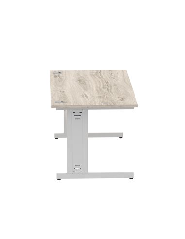 Dynamic Impulse 1600 x 800mm Straight Office Desk Grey Oak Top Silver Cable Managed Leg I003106