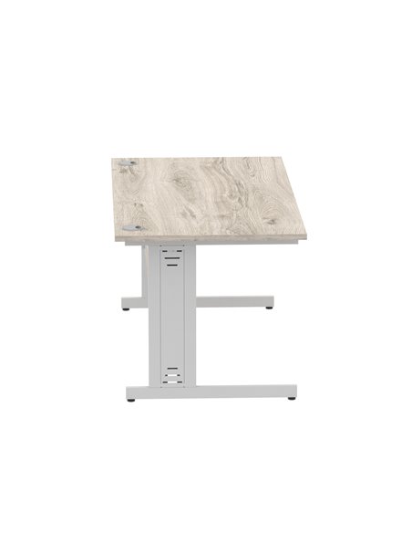 Dynamic Impulse 1600 x 800mm Straight Office Desk Grey Oak Top Silver Cable Managed Leg I003106 - pic 75752 | FastDaddyshop