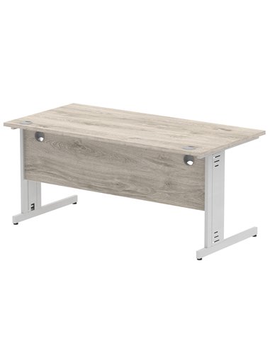 Dynamic Impulse 1600 x 800mm Straight Office Desk Grey Oak Top Silver Cable Managed Leg I003106