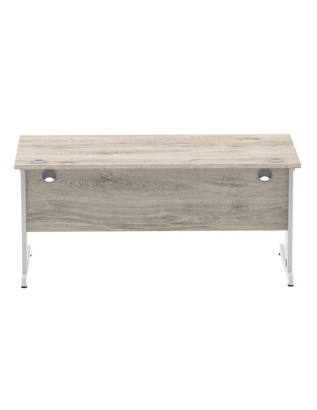 Dynamic Impulse 1600 x 800mm Straight Office Desk Grey Oak Top Silver Cable Managed Leg I003106 - pic 75754 | FastDaddyshop