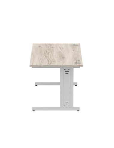 Dynamic Impulse 1600 x 800mm Straight Office Desk Grey Oak Top Silver Cable Managed Leg I003106