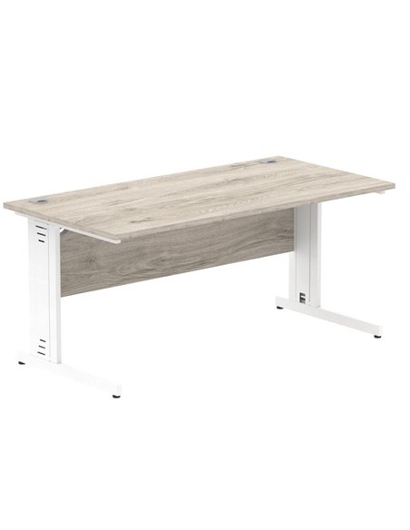 Dynamic Impulse 1600 x 800mm Straight Office Desk Grey Oak Top White Cable Managed Leg I003109 - pic 75761 | FastDaddyshop