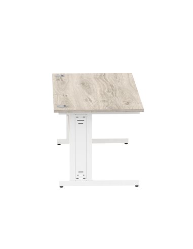 Dynamic Impulse 1600 x 800mm Straight Office Desk Grey Oak Top White Cable Managed Leg I003109