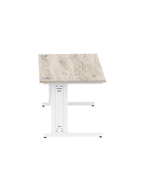 Dynamic Impulse 1600 x 800mm Straight Office Desk Grey Oak Top White Cable Managed Leg I003109 - pic 75762 | FastDaddyshop