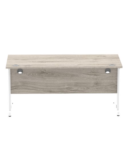 Dynamic Impulse 1600 x 800mm Straight Office Desk Grey Oak Top White Cable Managed Leg I003109 - pic 75764 | FastDaddyshop