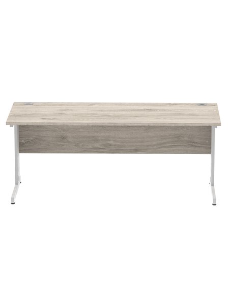 Dynamic Impulse 1800 x 800mm Straight Office Desk Grey Oak Top Silver Cable Managed Leg I003110 - pic 75768 | FastDaddyshop